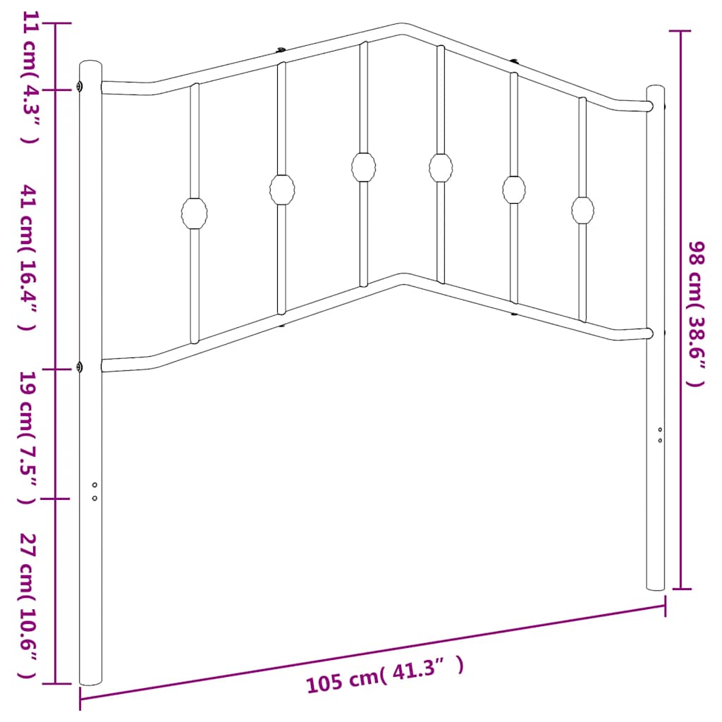 Ersatz-Kopfteil Metall Schwarz 100 cm