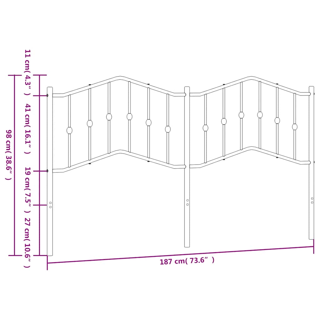 Ersatz-Kopfteil Metall Schwarz 180 cm