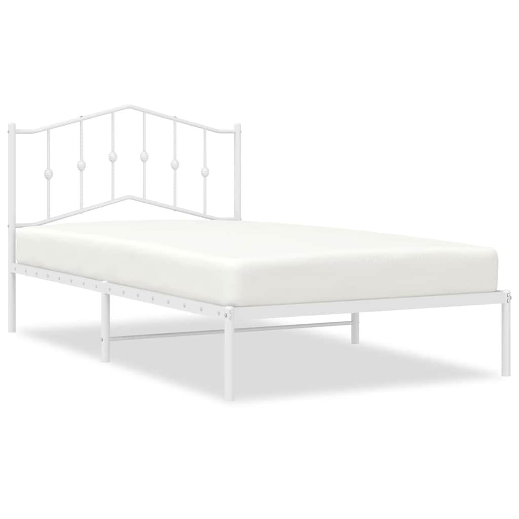 Bettgestell mit Kopfteil Metall Weiß 100x200 cm