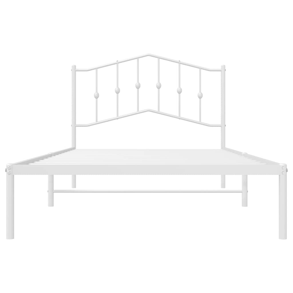 Bettgestell mit Kopfteil Metall Weiß 100x200 cm
