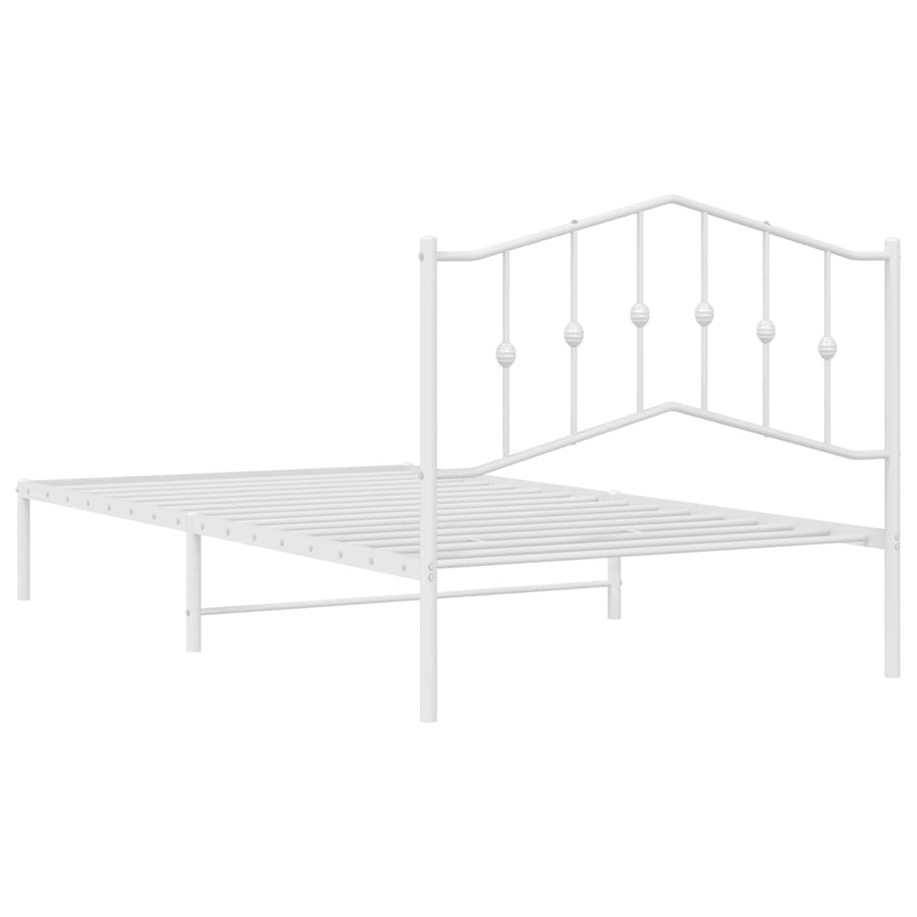 Bettgestell mit Kopfteil Metall Weiß 100x200 cm