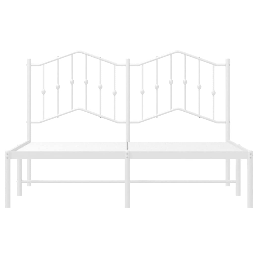 Bettgestell mit Kopfteil Metall Weiß 135x190 cm