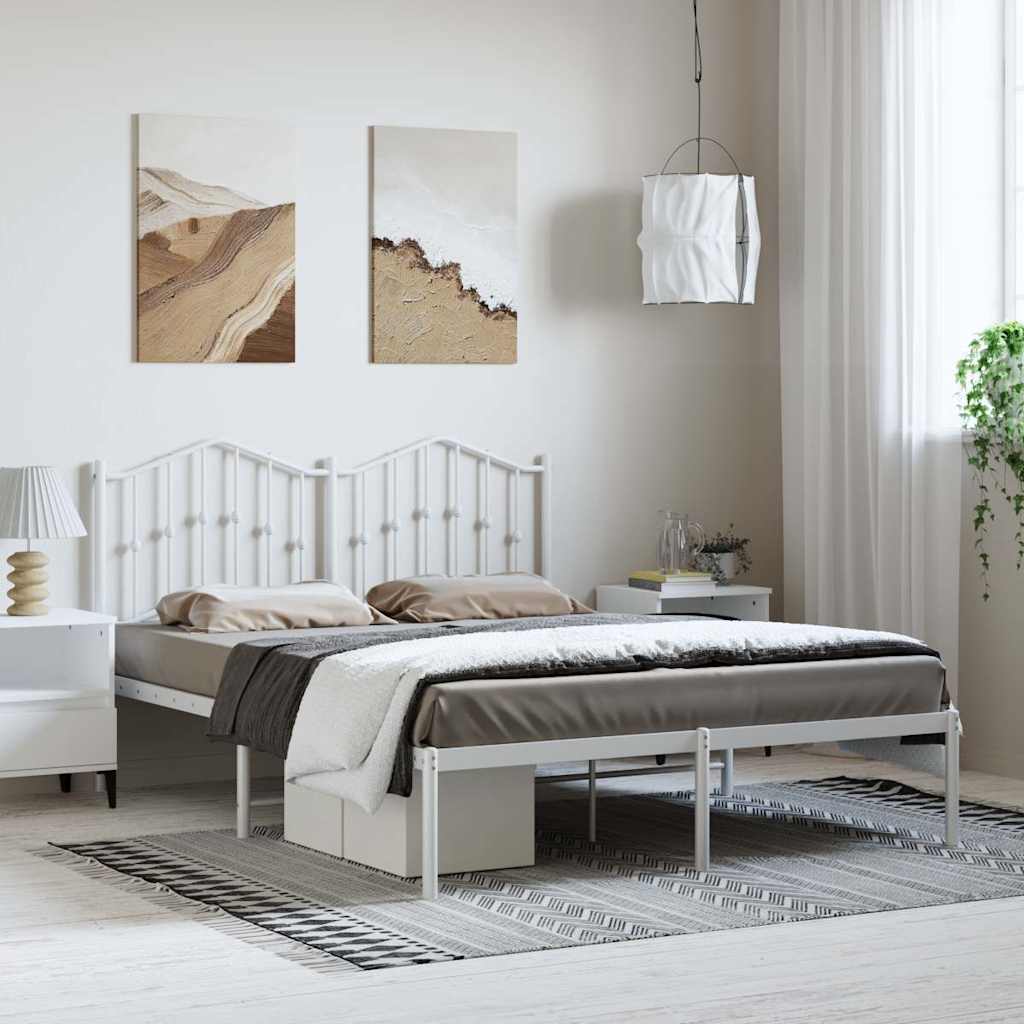 Bettgestell mit Kopfteil Metall Weiß 150x200 cm