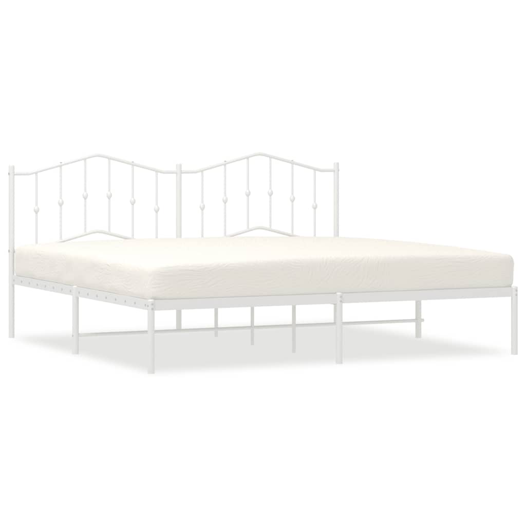Bettgestell mit Kopfteil Metall Weiß 193x203 cm