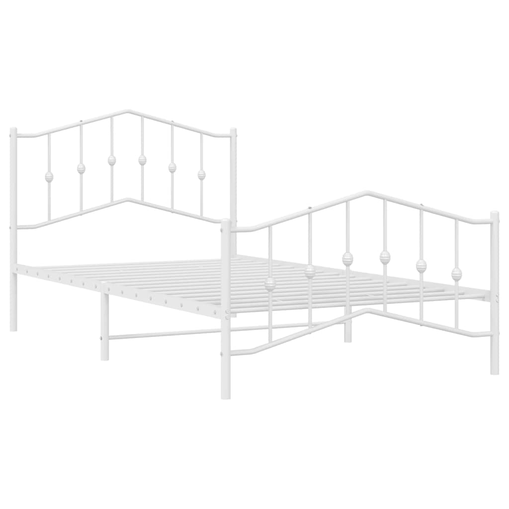 Bettgestell mit Kopf- und Fußteil Metall Weiß 100x200 cm