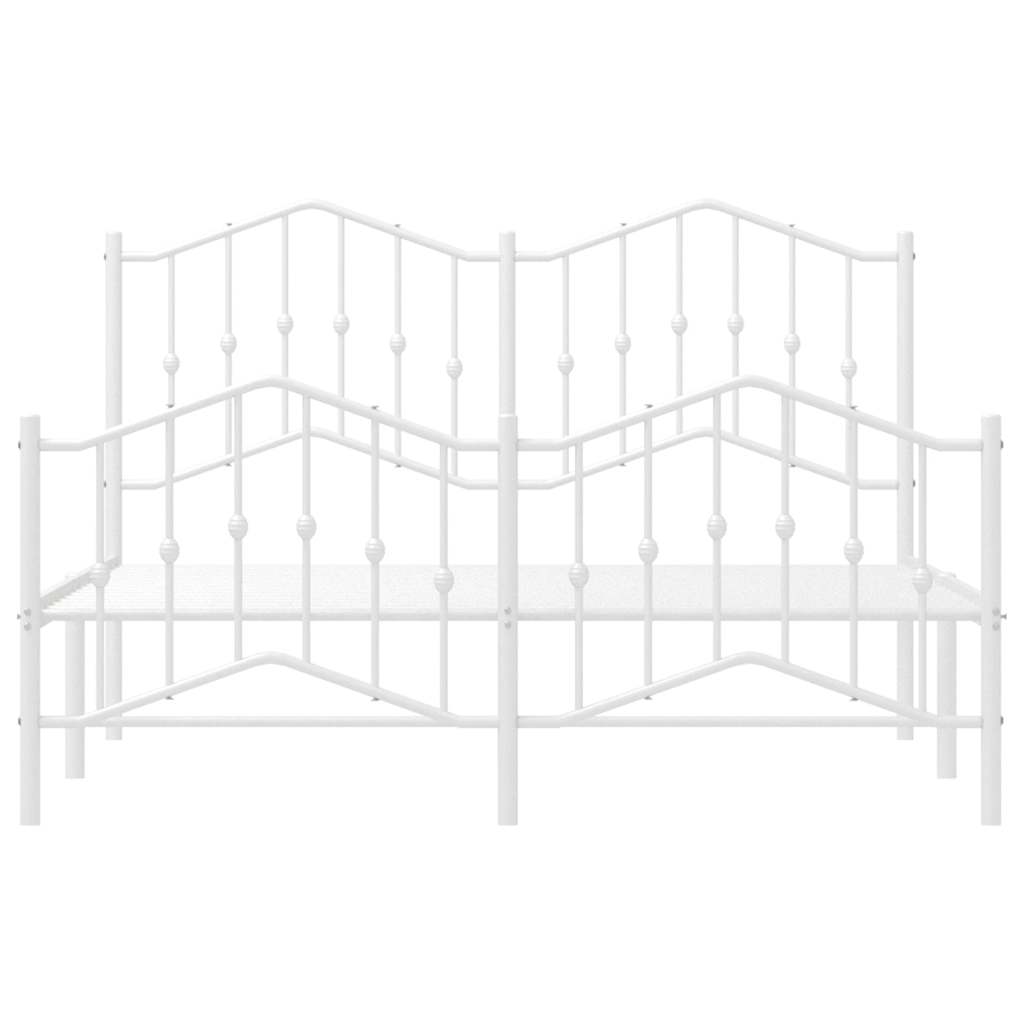 Bettgestell mit Kopf- und Fußteil Metall Weiß 135x190 cm