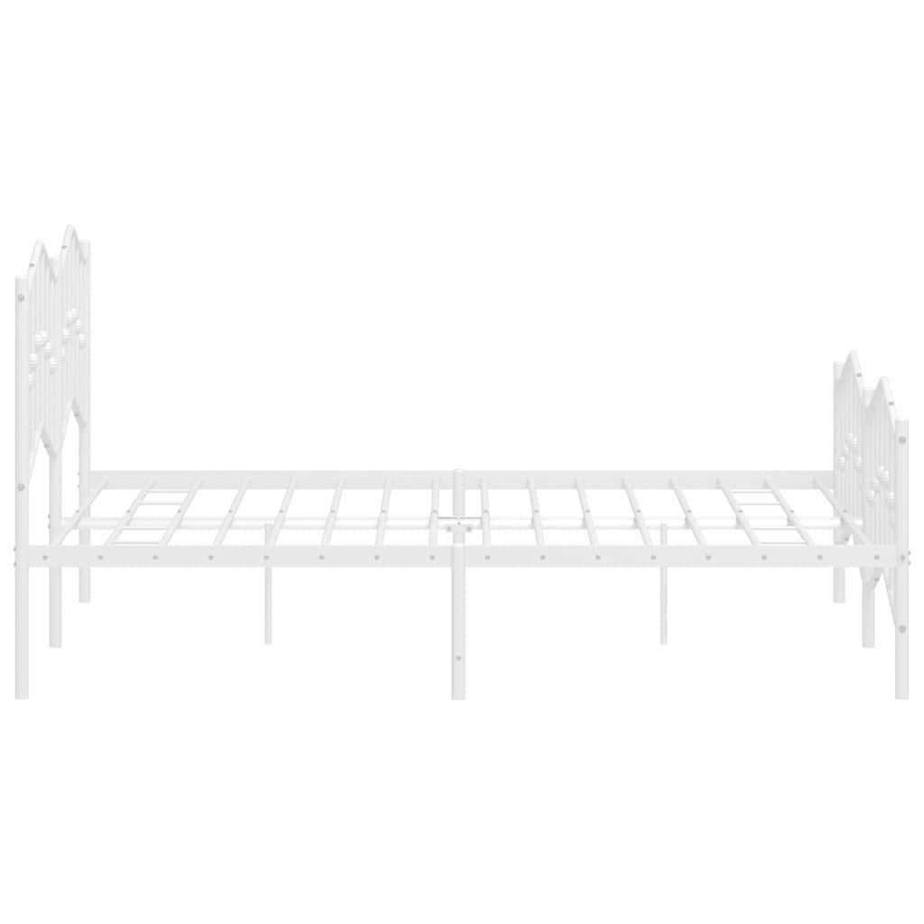 Bettgestell mit Kopf- und Fußteil Metall Weiß 150x200 cm