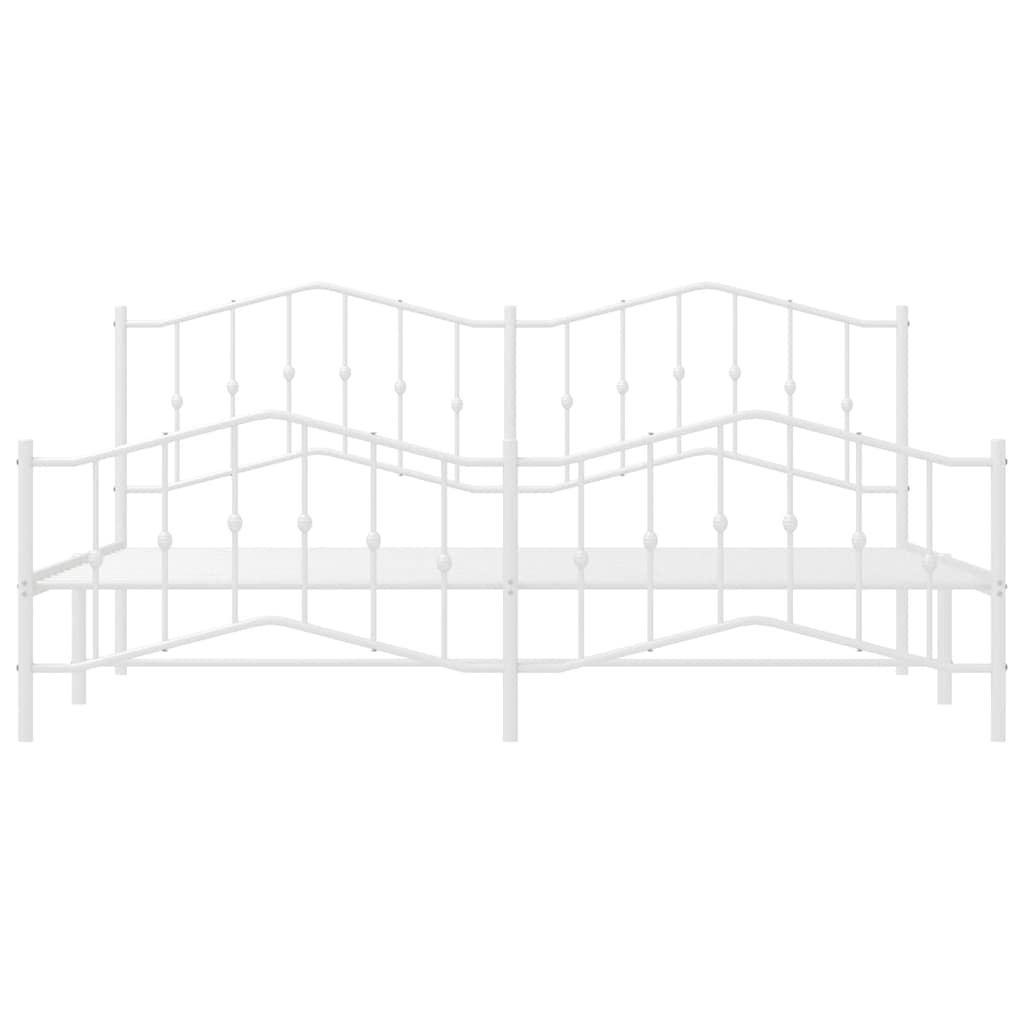 Bettgestell mit Kopf- und Fußteil Metall Weiß 193x203 cm