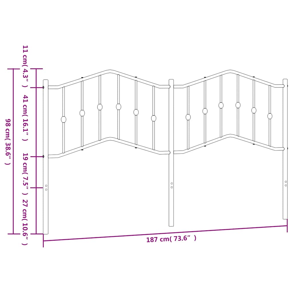 Ersatz-Kopfteil Metall Weiß 180 cm