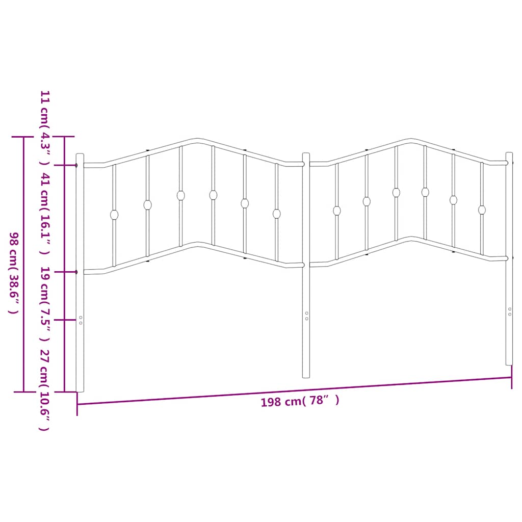 Ersatz-Kopfteil Metall Weiß 193 cm