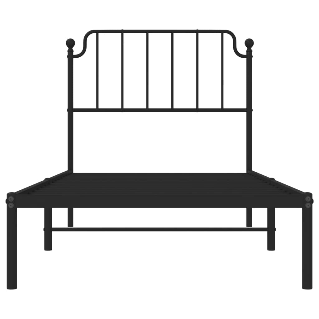 Bettgestell mit Kopfteil Metall Schwarz 90x200 cm