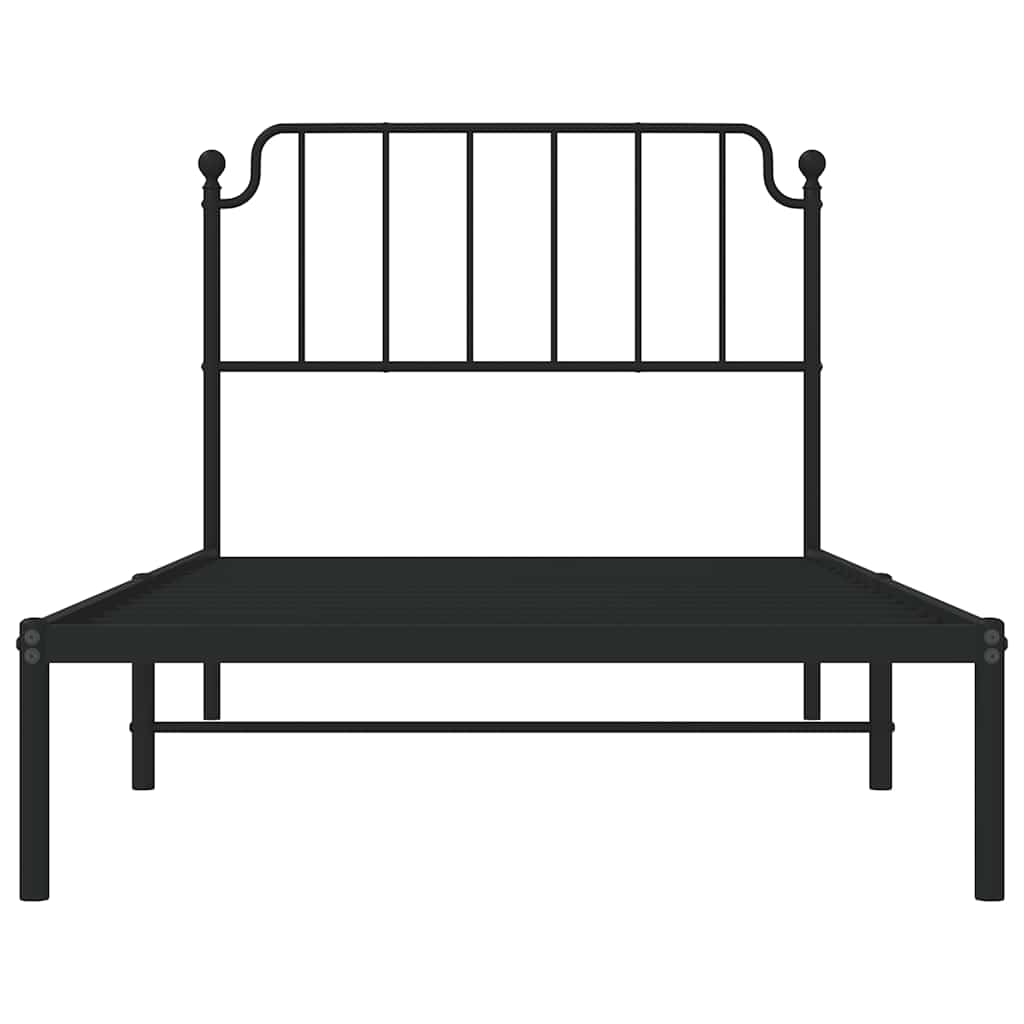 Bettgestell mit Kopfteil Metall Schwarz 100x190 cm