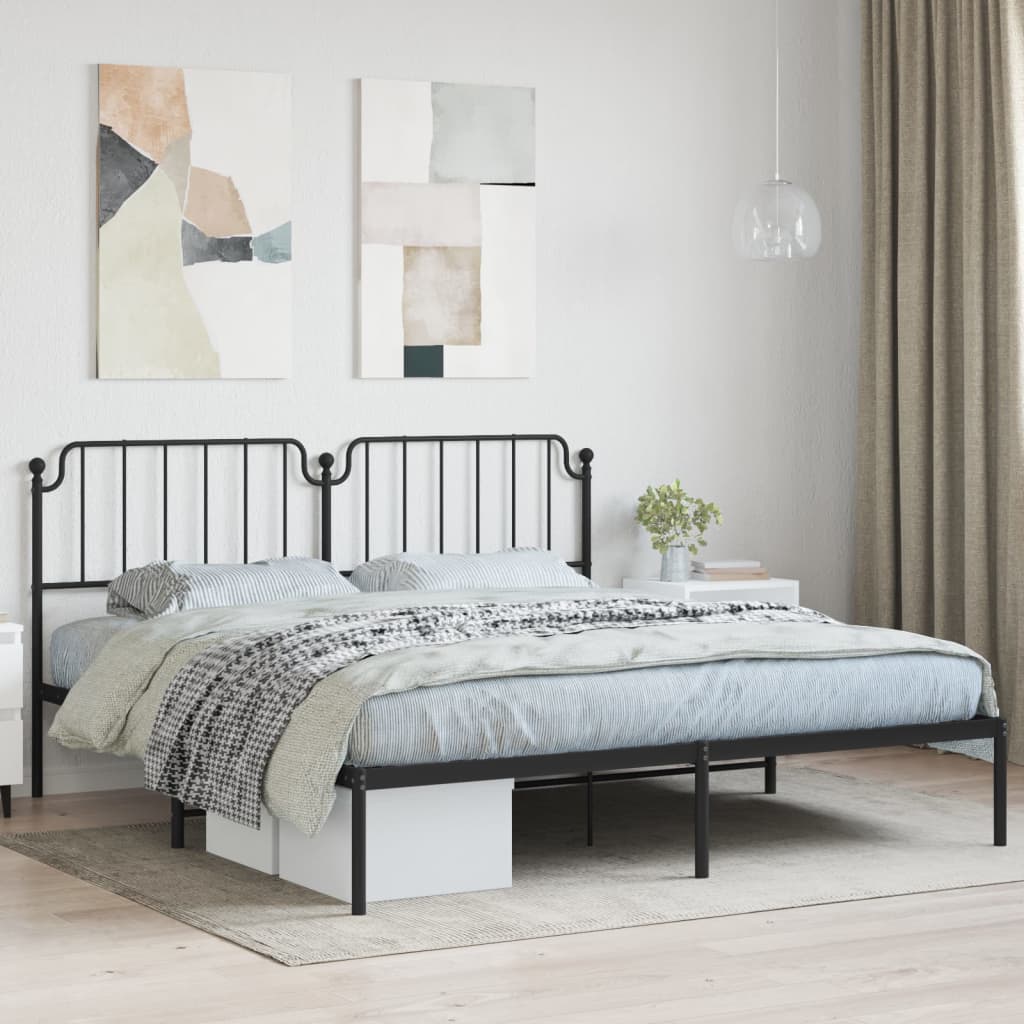 Bettgestell mit Kopfteil Metall Schwarz 180x200 cm