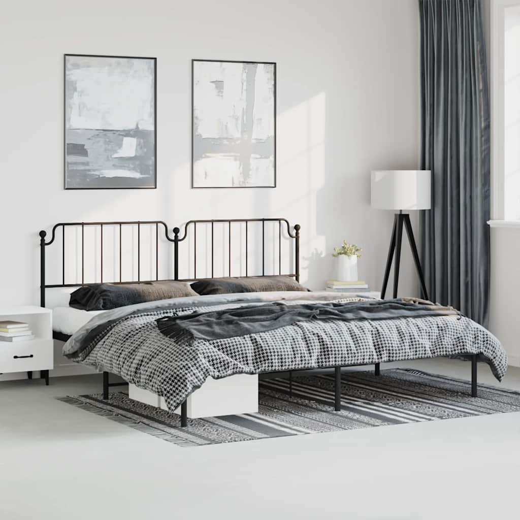 Bettgestell mit Kopfteil Metall Schwarz 183x213 cm