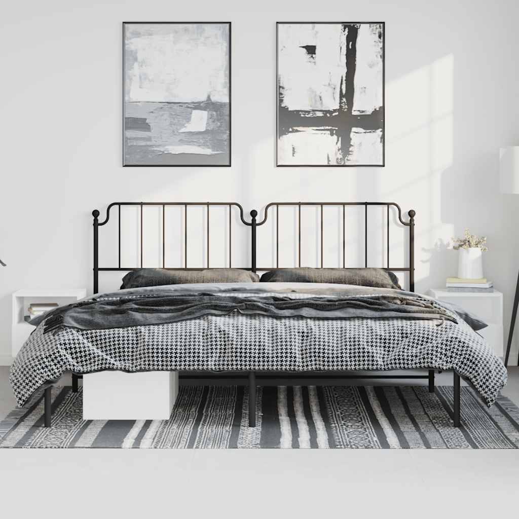 Bettgestell mit Kopfteil Metall Schwarz 193x203 cm
