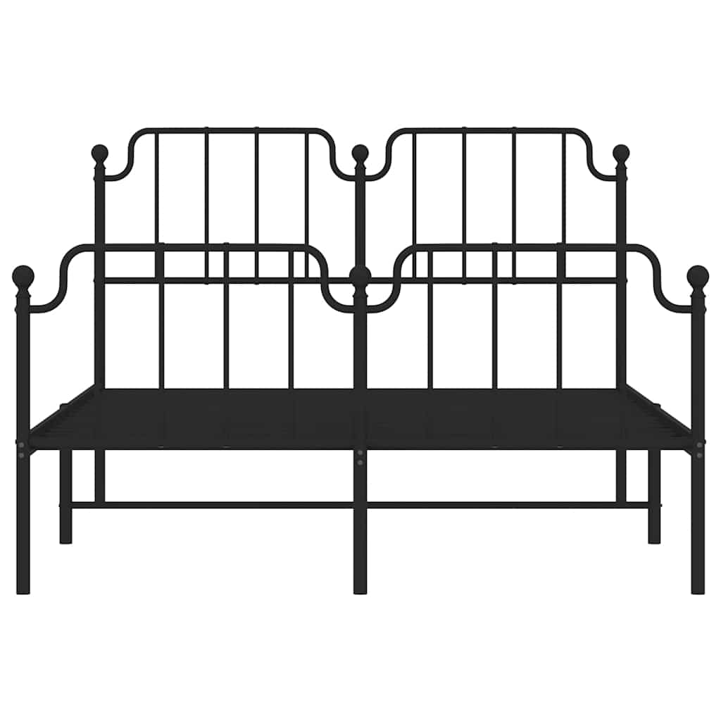 Bettgestell mit Kopf- und Fußteil Metall Schwarz 135x190 cm