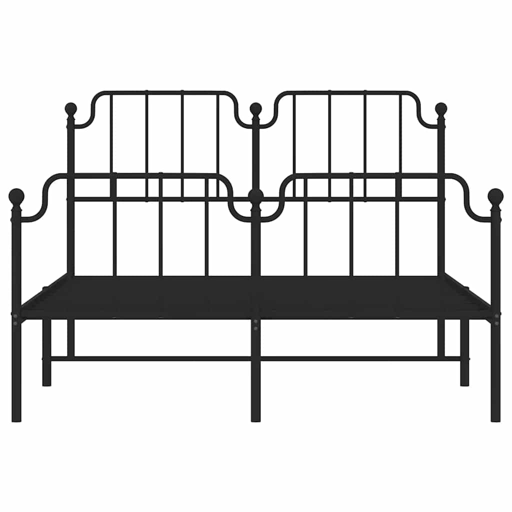 Bettgestell mit Kopf- und Fußteil Metall Schwarz 150x200 cm