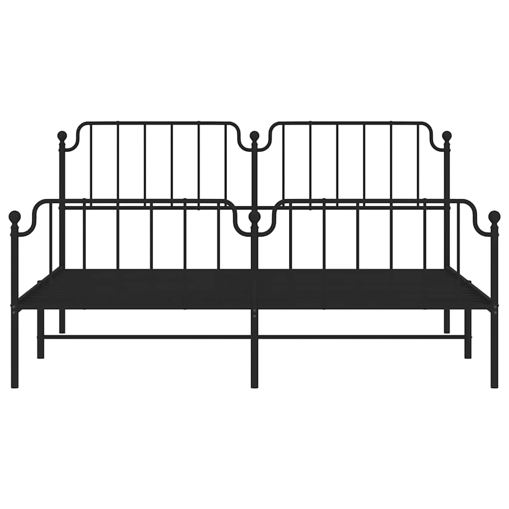 Bettgestell mit Kopf- und Fußteil Metall Schwarz 183x213 cm