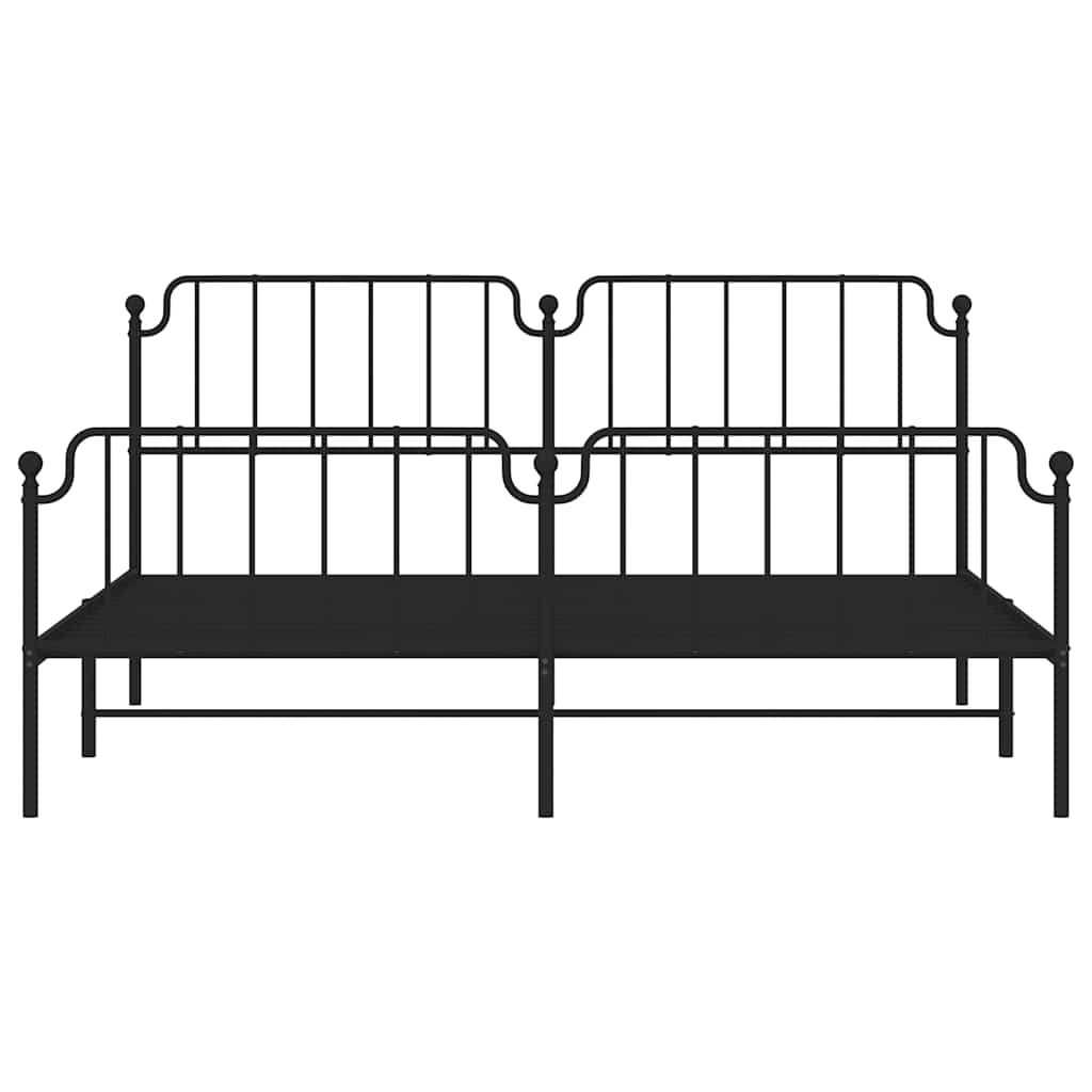Bettgestell mit Kopf- und Fußteil Metall Schwarz 193x203 cm