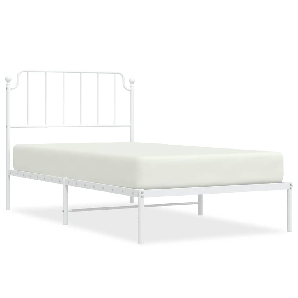 Bettgestell mit Kopfteil Metall Weiß 100x190 cm