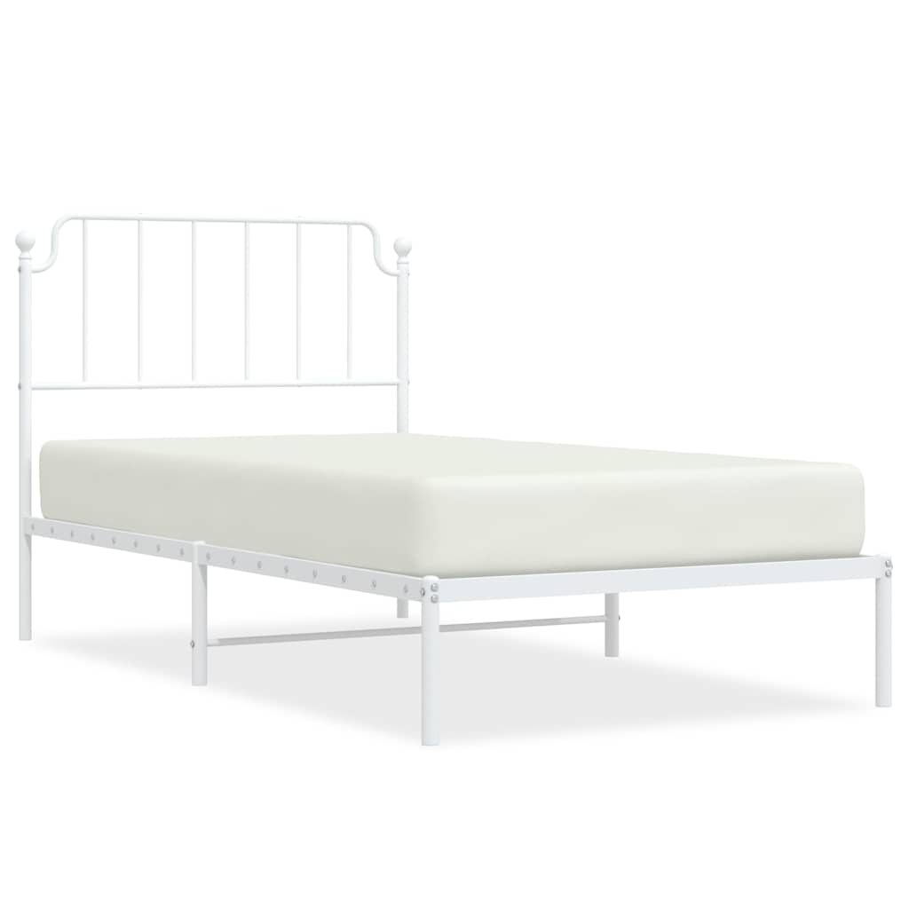 Bettgestell mit Kopfteil Metall Weiß 100x200 cm