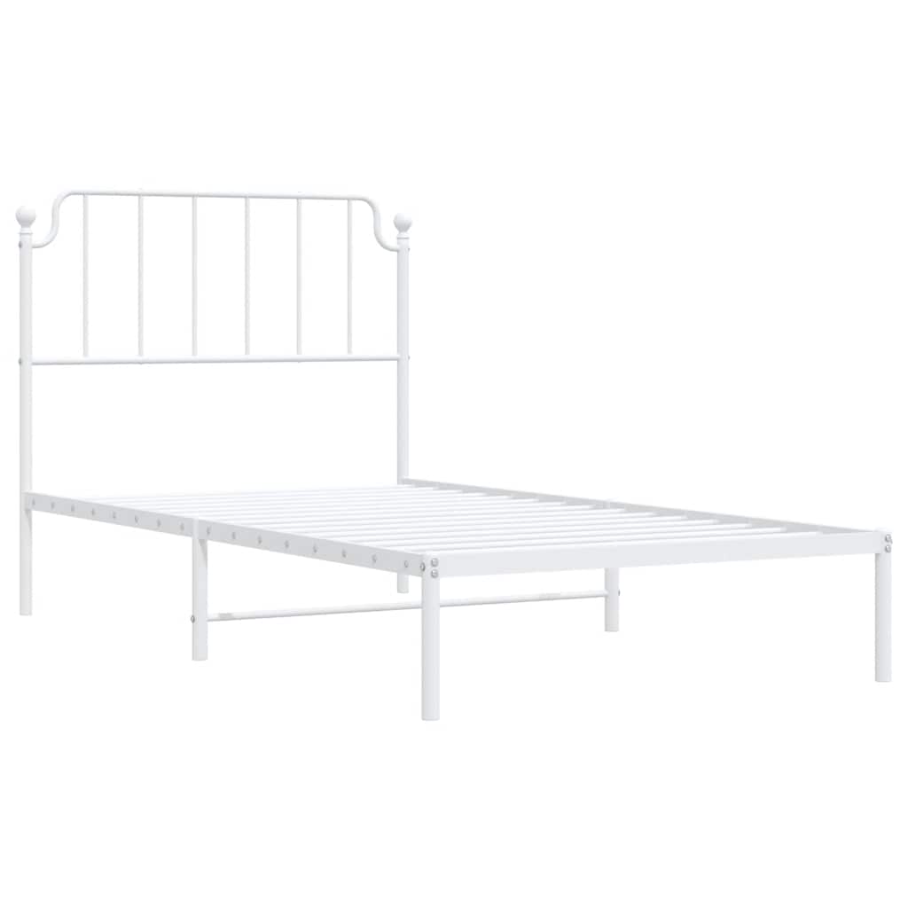 Bettgestell mit Kopfteil Metall Weiß 100x200 cm