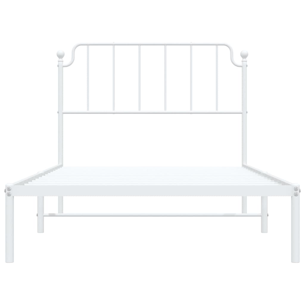 Bettgestell mit Kopfteil Metall Weiß 107x203 cm