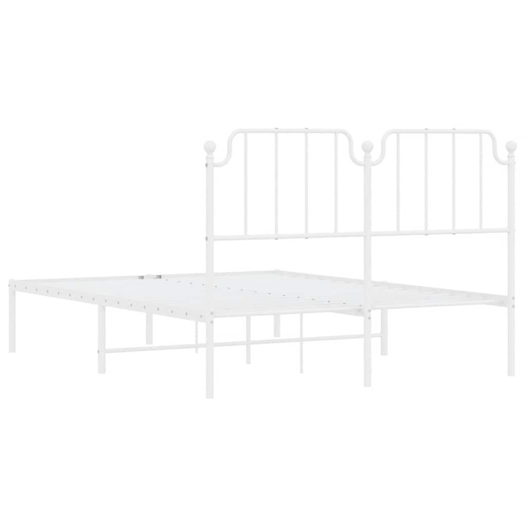 Bettgestell mit Kopfteil Metall Weiß 135x190 cm