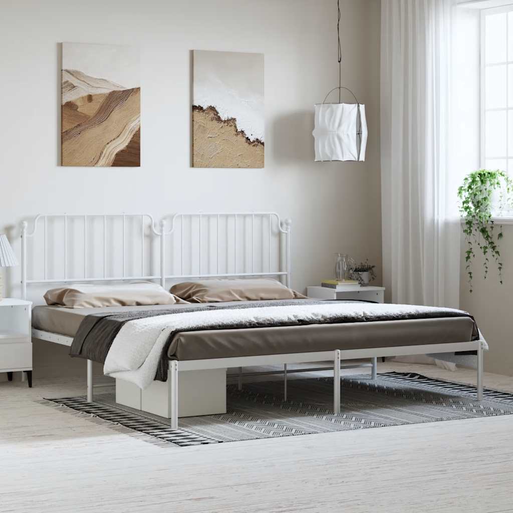 Bettgestell mit Kopfteil Metall Weiß 183x213 cm