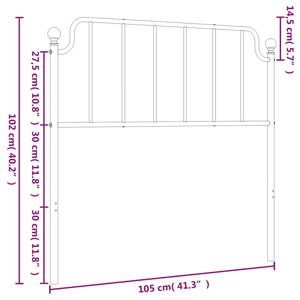 Ersatz-Kopfteil Metall Weiß 100 cm