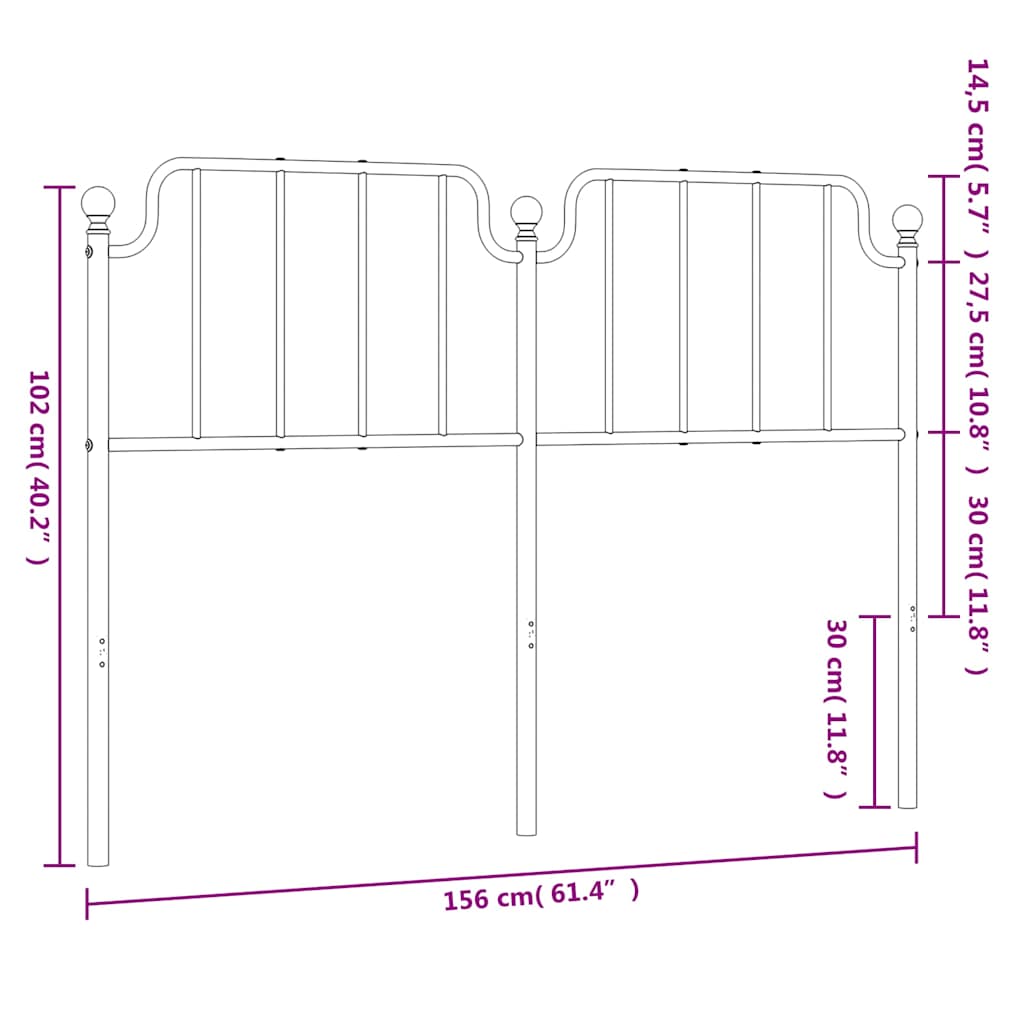 Ersatz-Kopfteil Metall Weiß 150 cm