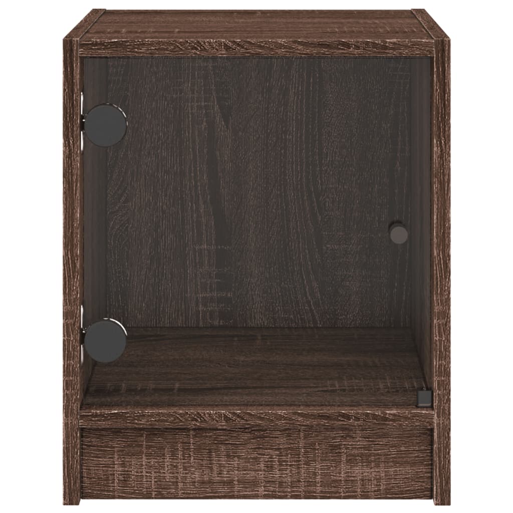 Nachttische mit Glastüren 2 Stk. Braun Eichen-Optik 35x37x42 cm