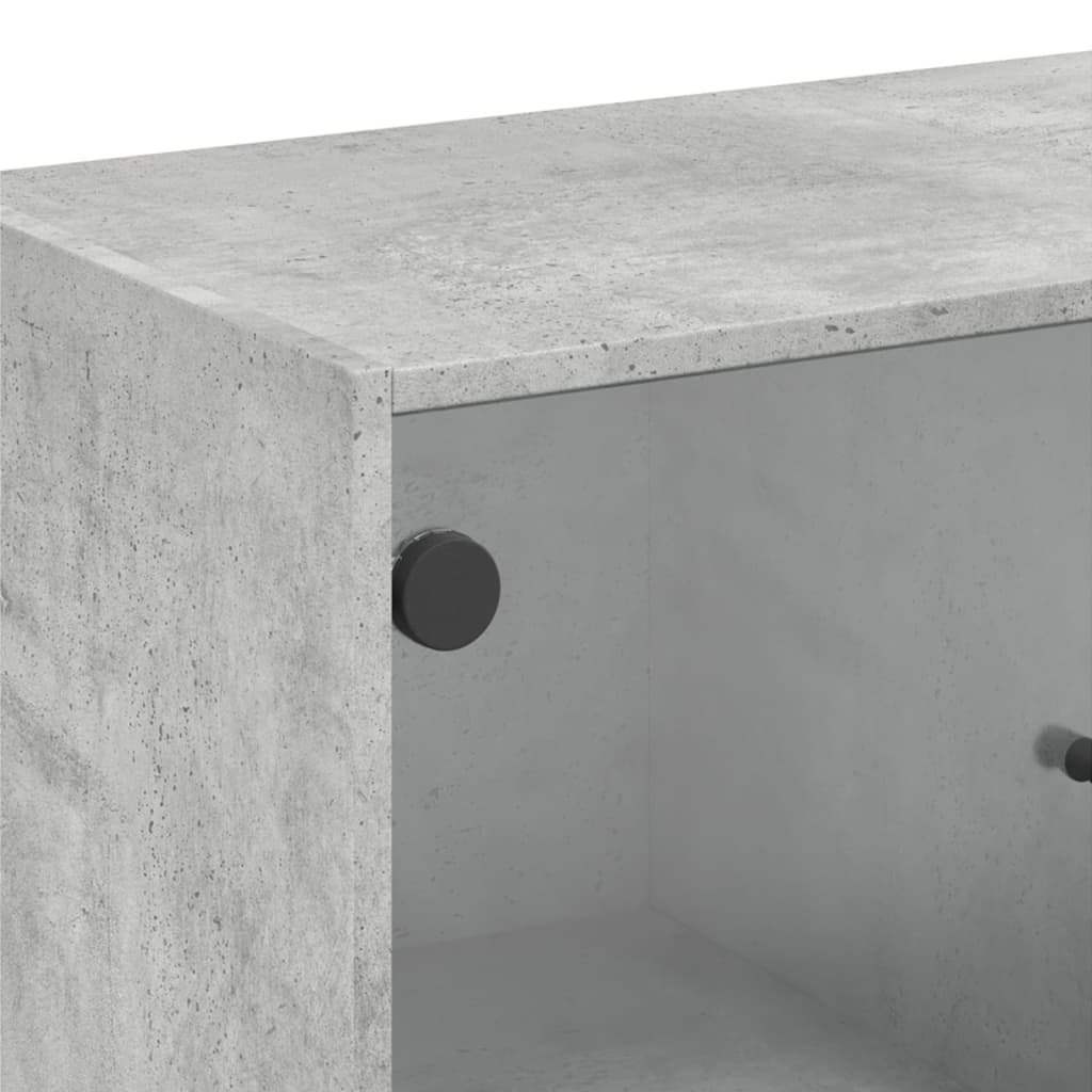 Beistellschrank mit Glastüren Betongrau 68x37x75,5 cm