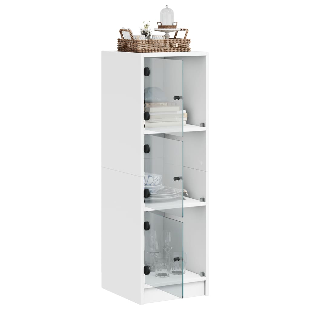 Highboard mit Glastüren Weiß 35x37x109 cm