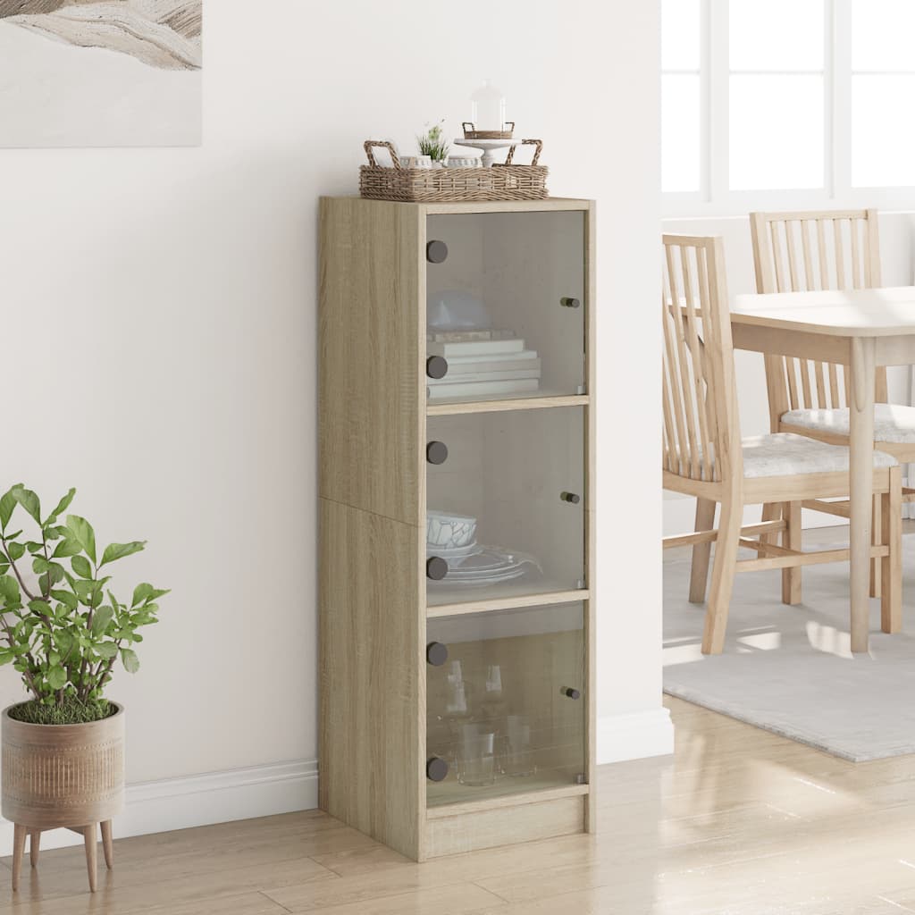 Highboard mit Glastüren Sonoma-Eiche 35x37x109 cm