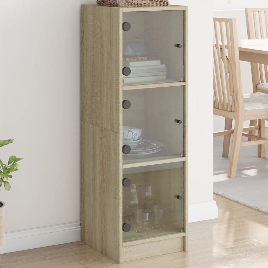 Highboard mit Glastüren Sonoma-Eiche 35x37x109 cm