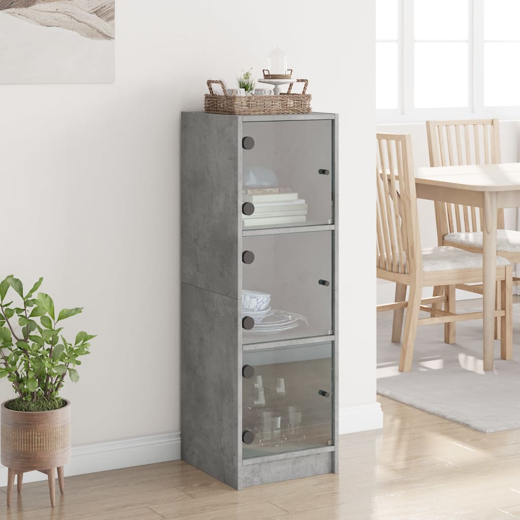 Highboard mit Glastüren Betongrau 35x37x109 cm