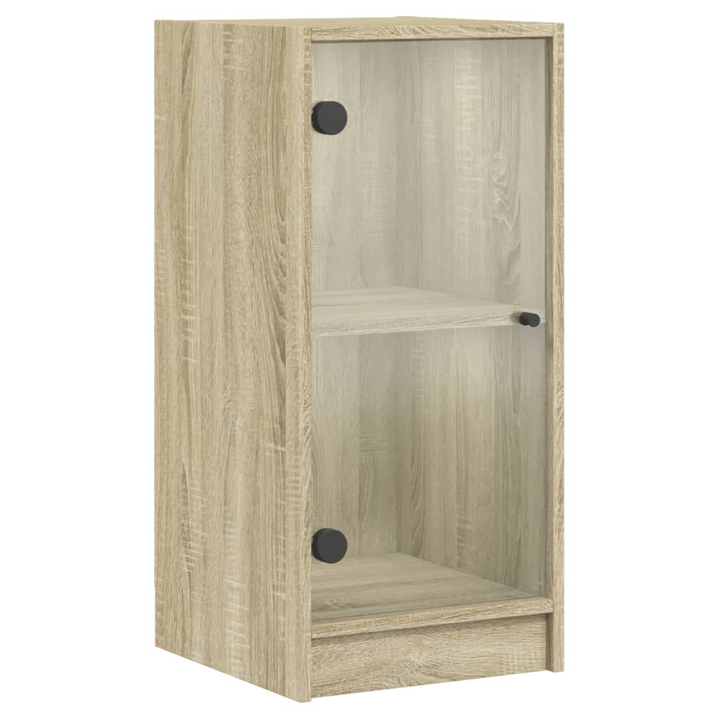 Beistellschrank mit Glastüren Sonoma-Eiche 35x37x75,5 cm
