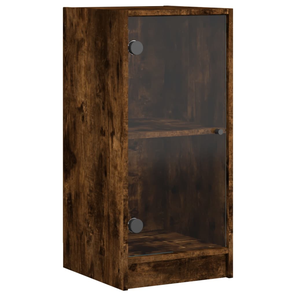 Beistellschrank mit Glastüren Räuchereiche 35x37x75,5 cm