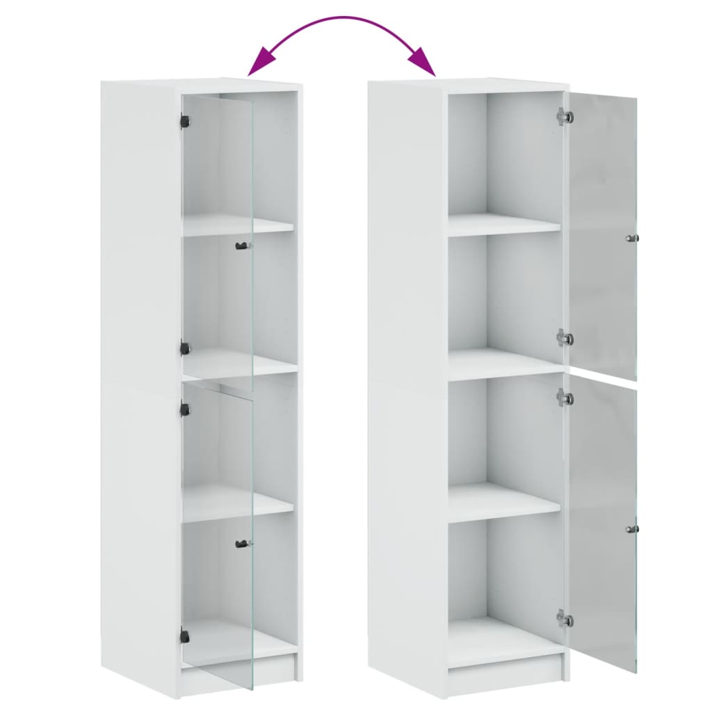 Highboard mit Glastüren Weiß 35x37x142 cm