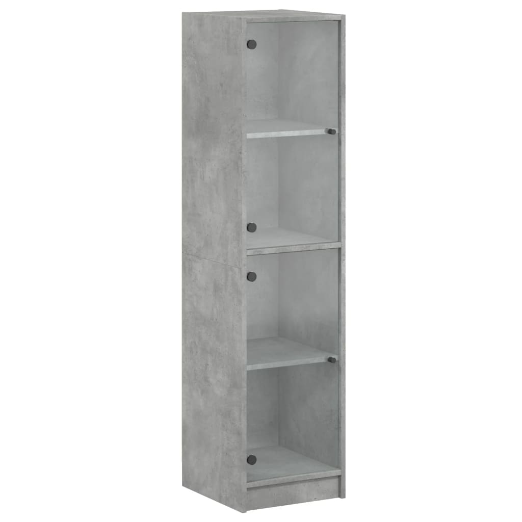 Highboard mit Glastüren Betongrau 35x37x142 cm