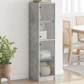 Highboard mit Glastüren Betongrau 35x37x142 cm