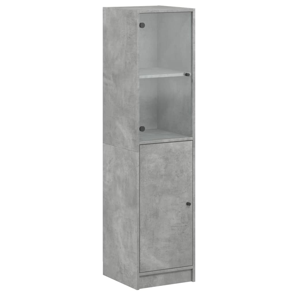 Highboard mit Glastür Betongrau 35x37x142 cm