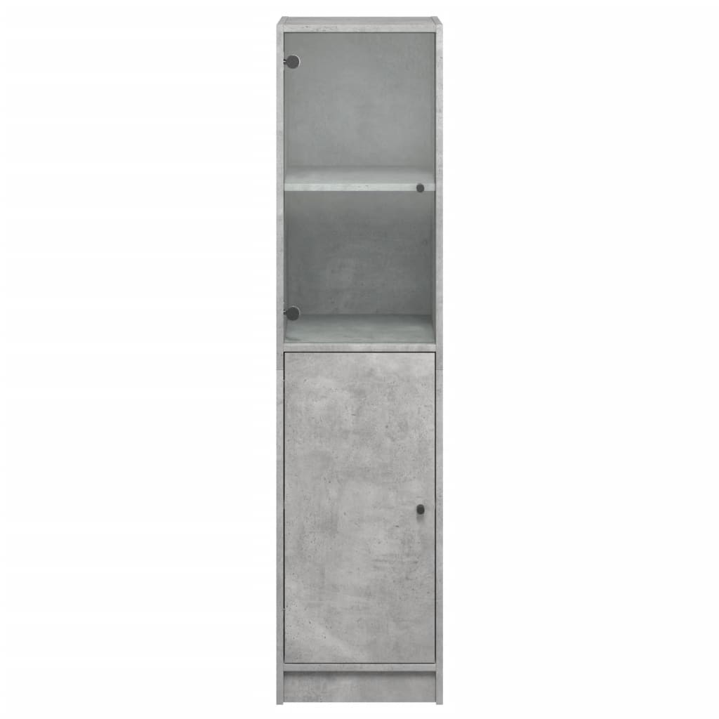 Highboard mit Glastür Betongrau 35x37x142 cm
