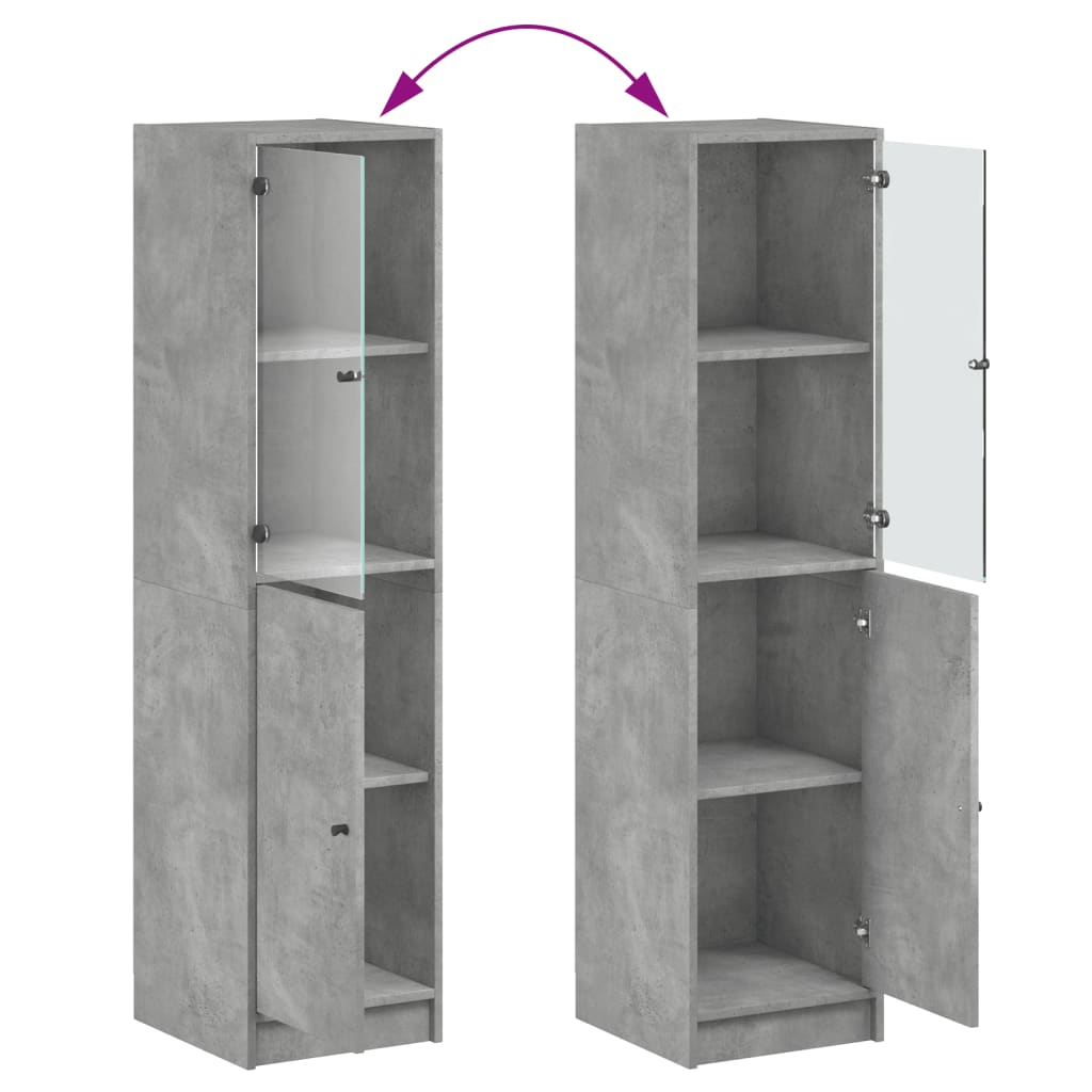 Highboard mit Glastür Betongrau 35x37x142 cm