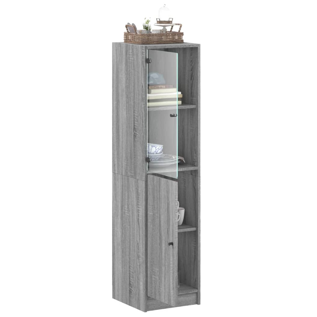 Highboard mit Glastür Grau Sonoma 35x37x142 cm