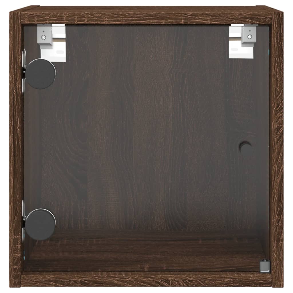 Nachttische mit Glastüren 2 Stk. Braun Eichen-Optik 35x37x35 cm