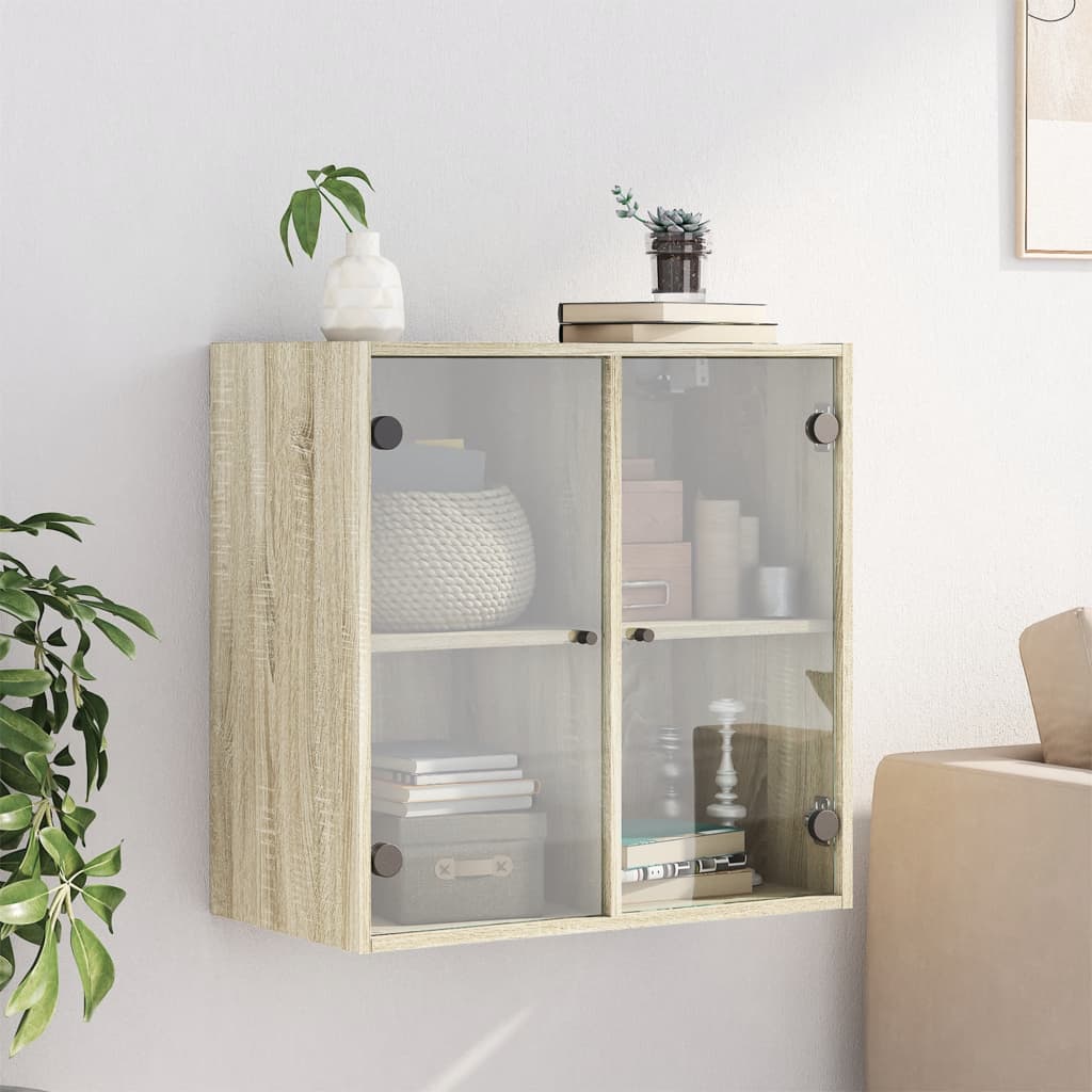 Wandschrank mit Glastüren Sonoma-Eiche 68x37x68,5 cm