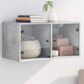 Wandschrank mit Glastüren Betongrau 68,5x37x35 cm