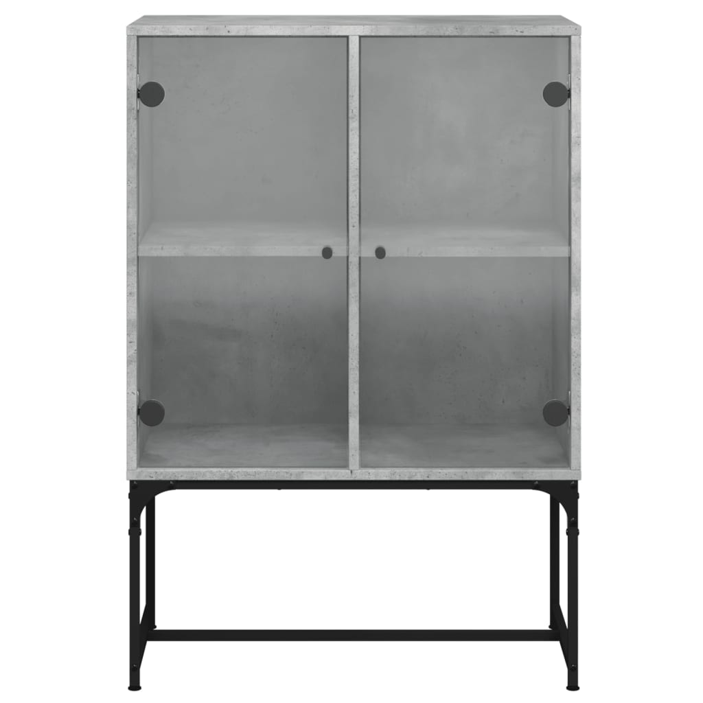 Beistellschrank mit Glastüren Betongrau 69x37x100 cm